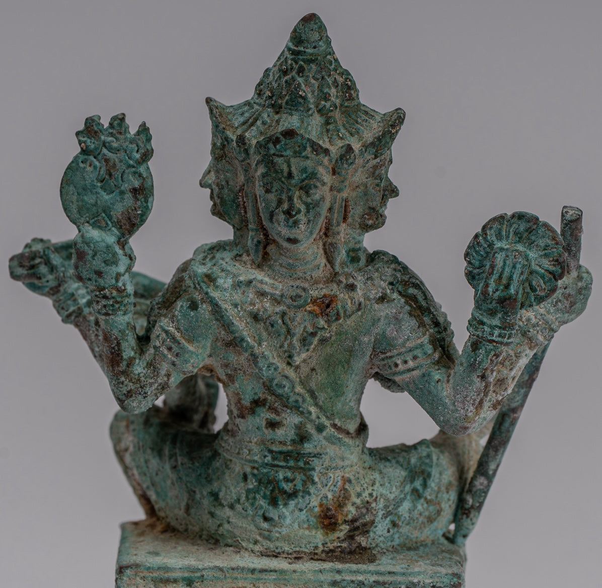 Brahma Statue - Bronzo Brahma in stile Khmer antico - Creazione di Dio indù - 14 cm/6 "