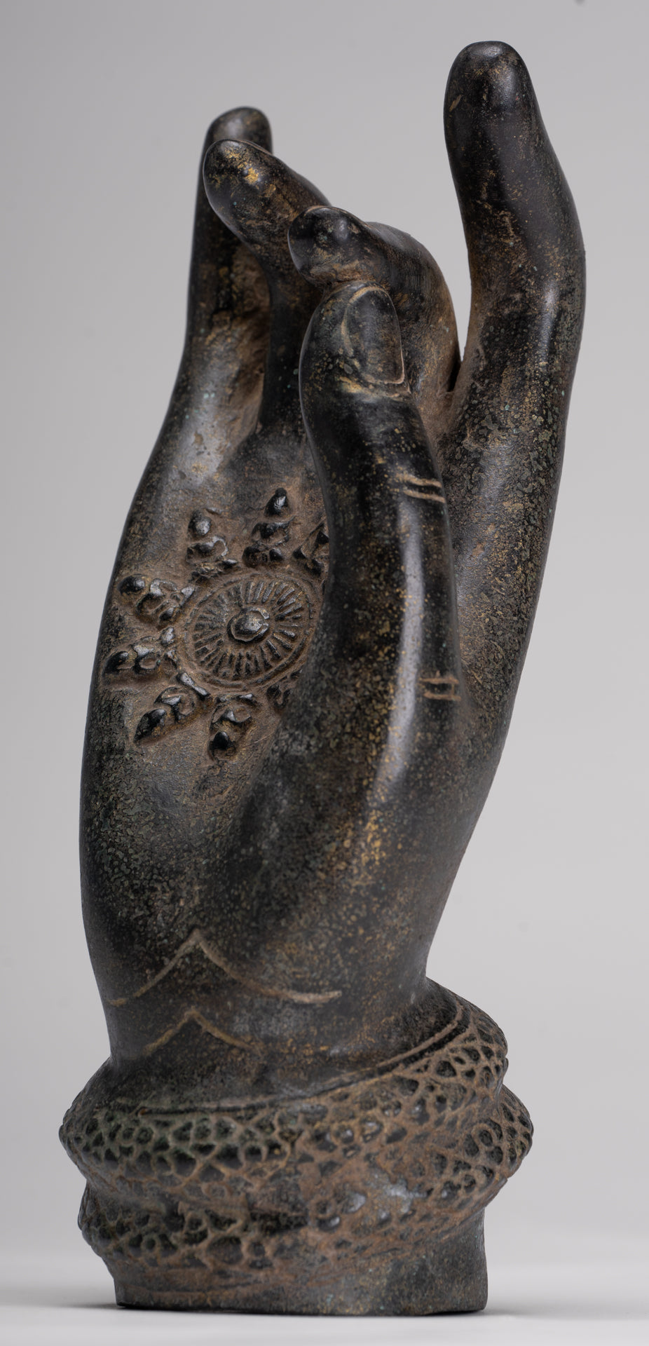 Antique Khmer Style Southeast Asia Bronze Teaching Hand - 22cm/9"