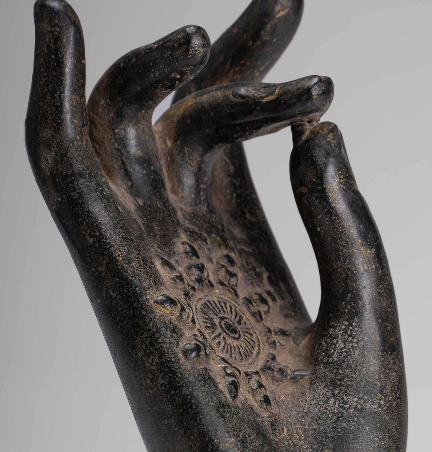 Antique Khmer Style Southeast Asia Bronze Teaching Hand - 22cm/9"