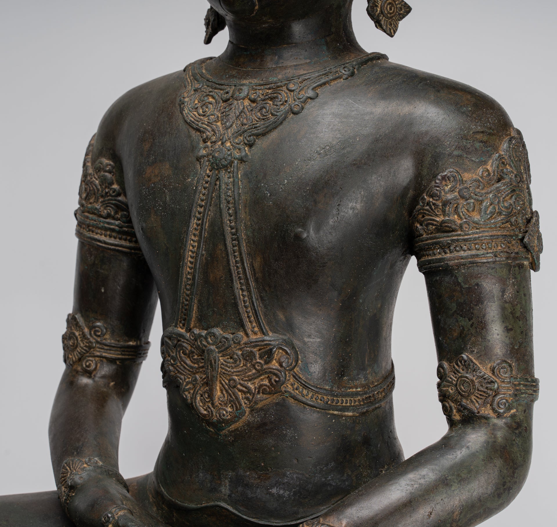 Statua Buddha - Antique Chiang Saen Style Meditazione reale statua di Buddha - 86 cm/34 "