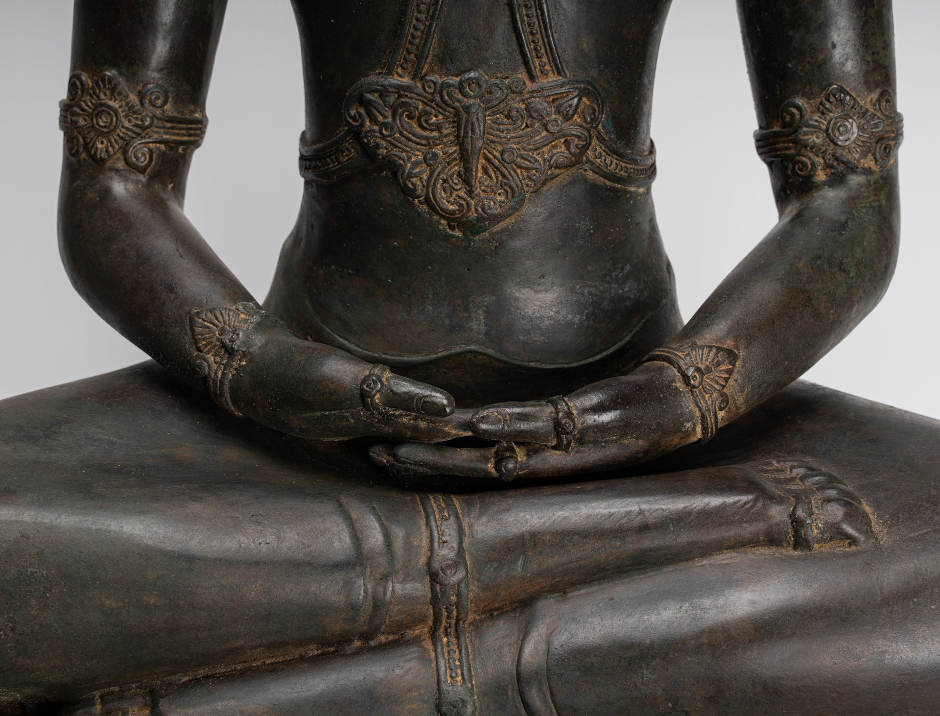 Statua Buddha - Antique Chiang Saen Style Meditazione reale statua di Buddha - 86 cm/34 "