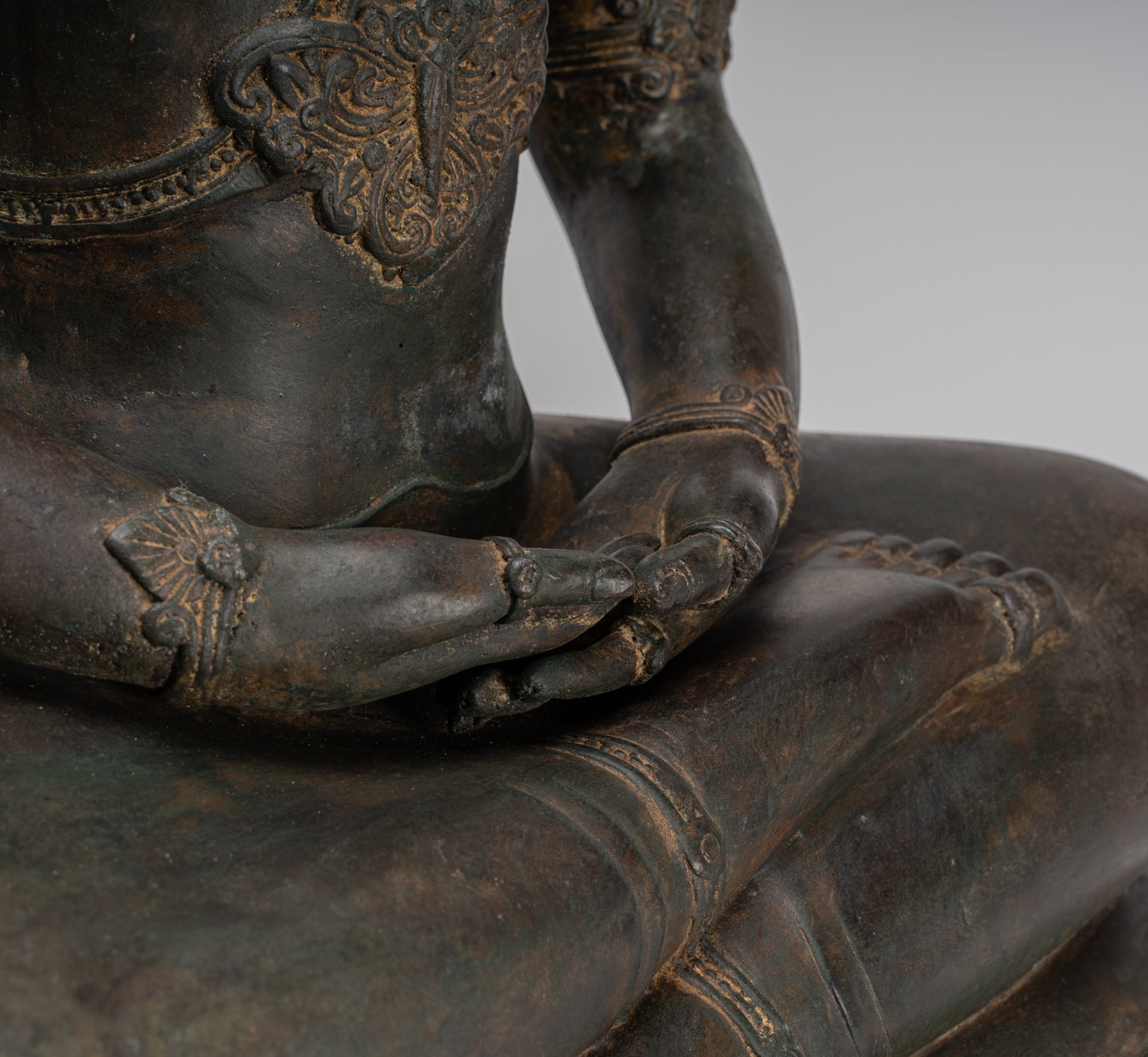 Statua Buddha - Antique Chiang Saen Style Meditazione reale statua di Buddha - 86 cm/34 "