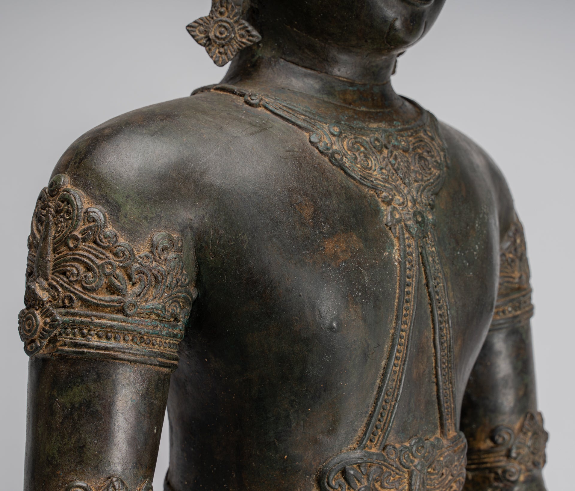 Statua Buddha - Antique Chiang Saen Style Meditazione reale statua di Buddha - 86 cm/34 "