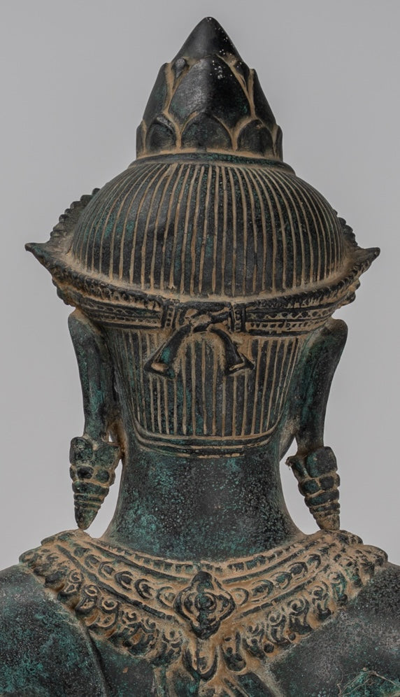 Buddha Statue - Antique Khmer Style Bronze Seated Amitabha Meditation Buddha Statue - 55cm/22"