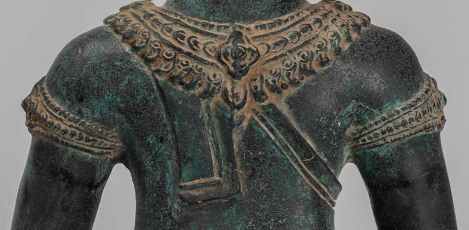 Buddha Statue - Antique Khmer Style Bronze Seated Amitabha Meditation Buddha Statue - 55cm/22"