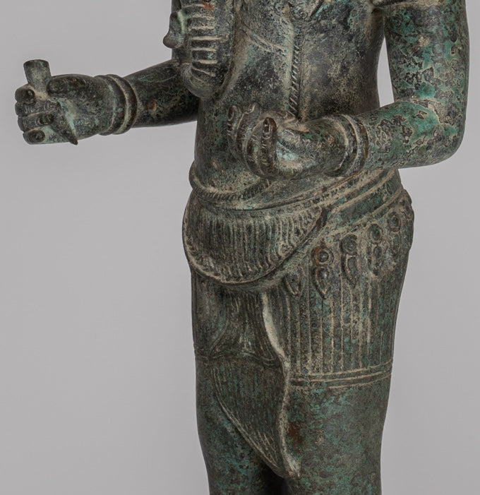 Ganesha Statue - Antique Khmer Style Mounted Standing Bronze Angkor Wat Ganesha Statue - 57cm/23"