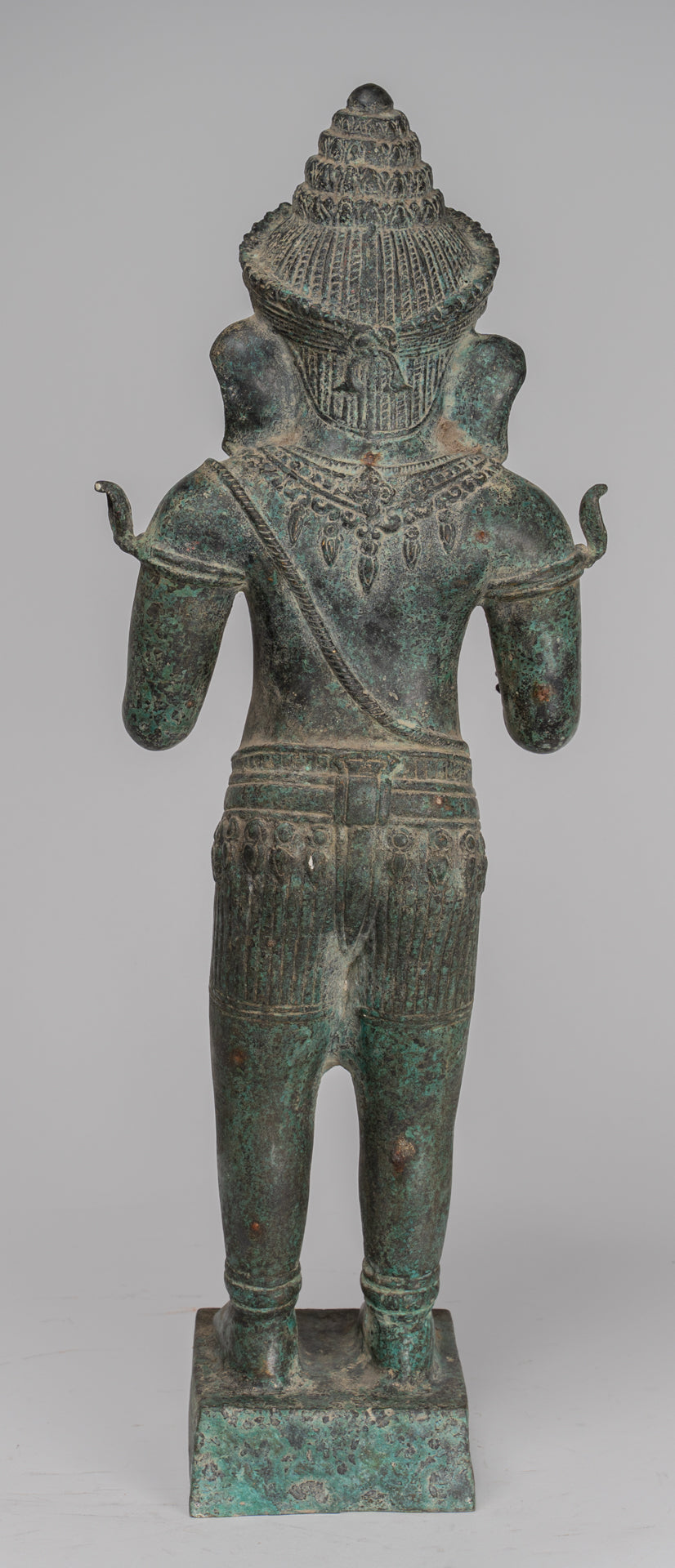 Ganesha Statue - Antique Khmer Style Mounted Standing Bronze Angkor Wat Ganesha Statue - 57cm/23"