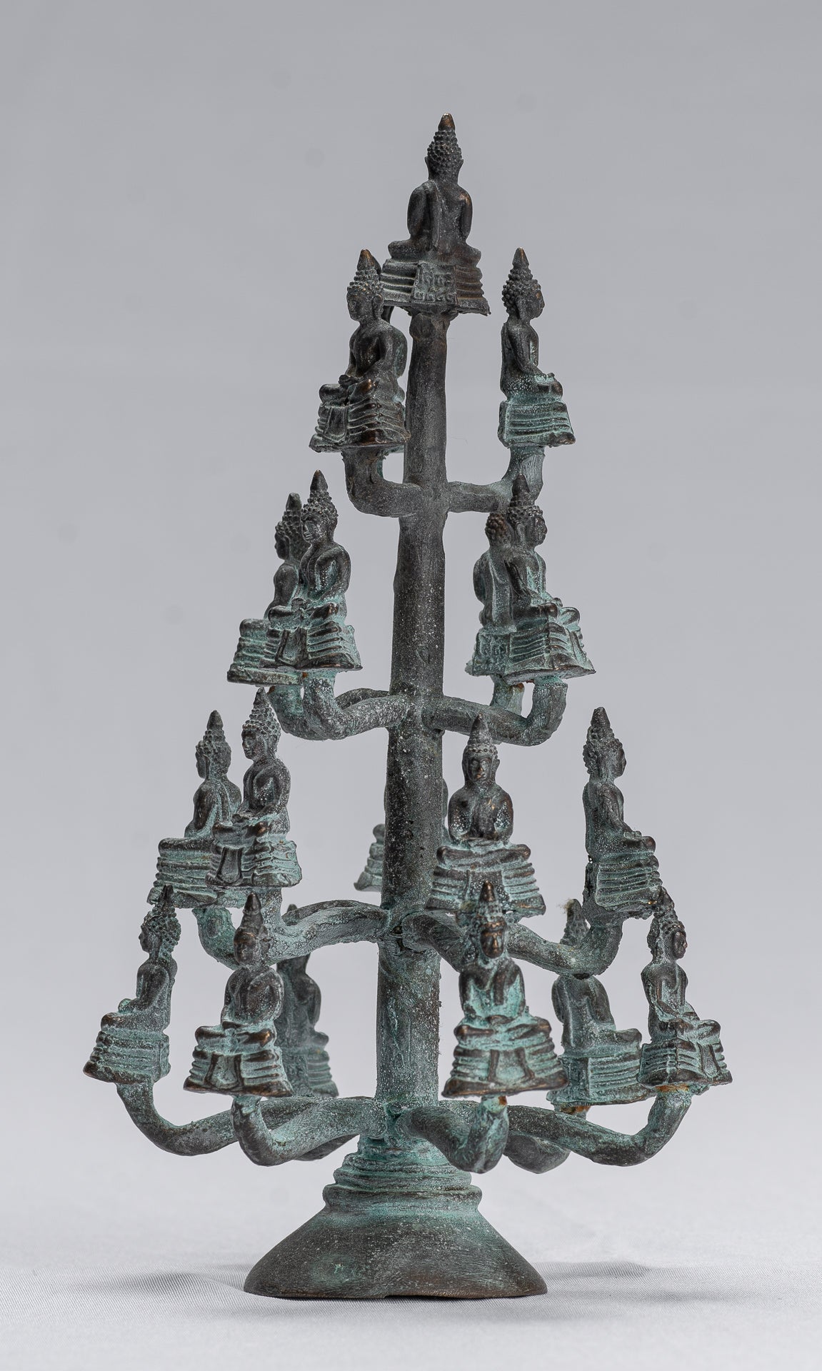 Buddha Sculpture - Antique Thai Style Bronze Seated Meditation Buddha Statues - 18cm/7"