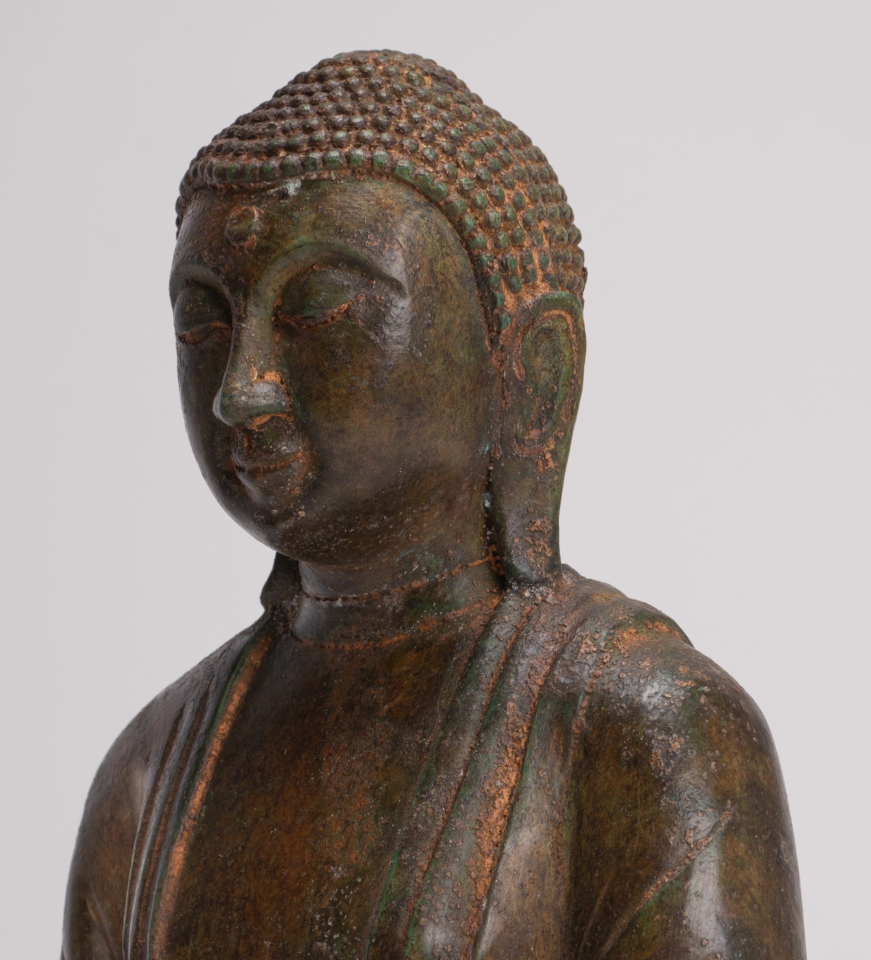 Japanese Buddha - Antique Japanese Style Bronze Seated Meditation Amitabha Buddha Statue - 30cm/12"