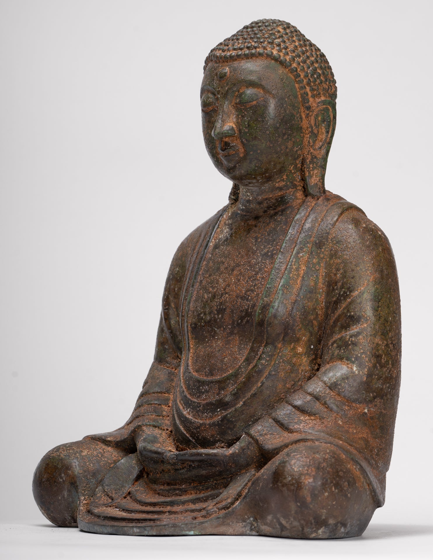 Japanese Buddha - Antique Japanese Style Bronze Seated Meditation Amitabha Buddha Statue - 30cm/12"
