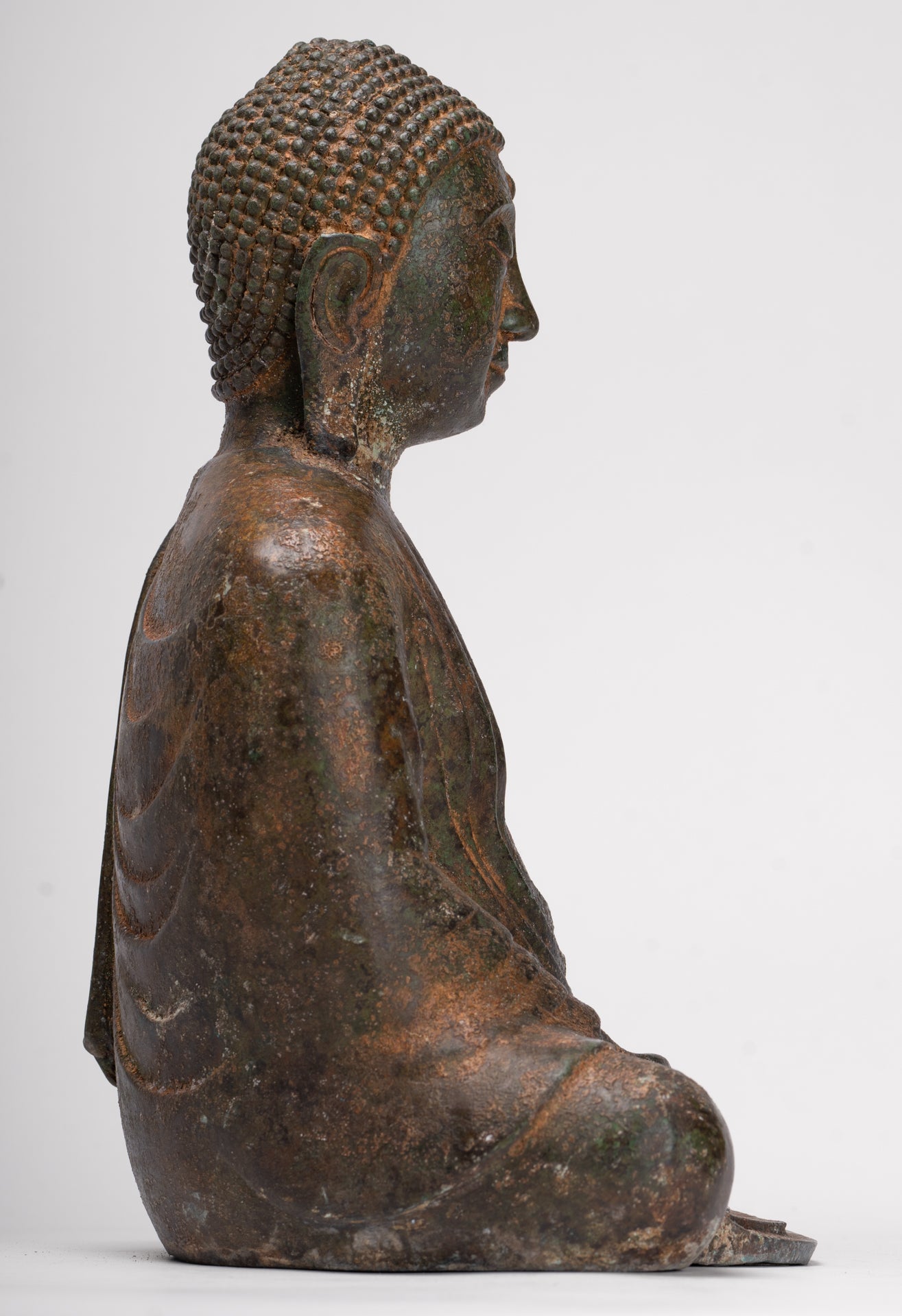 Japanese Buddha - Antique Japanese Style Bronze Seated Meditation Amitabha Buddha Statue - 30cm/12"