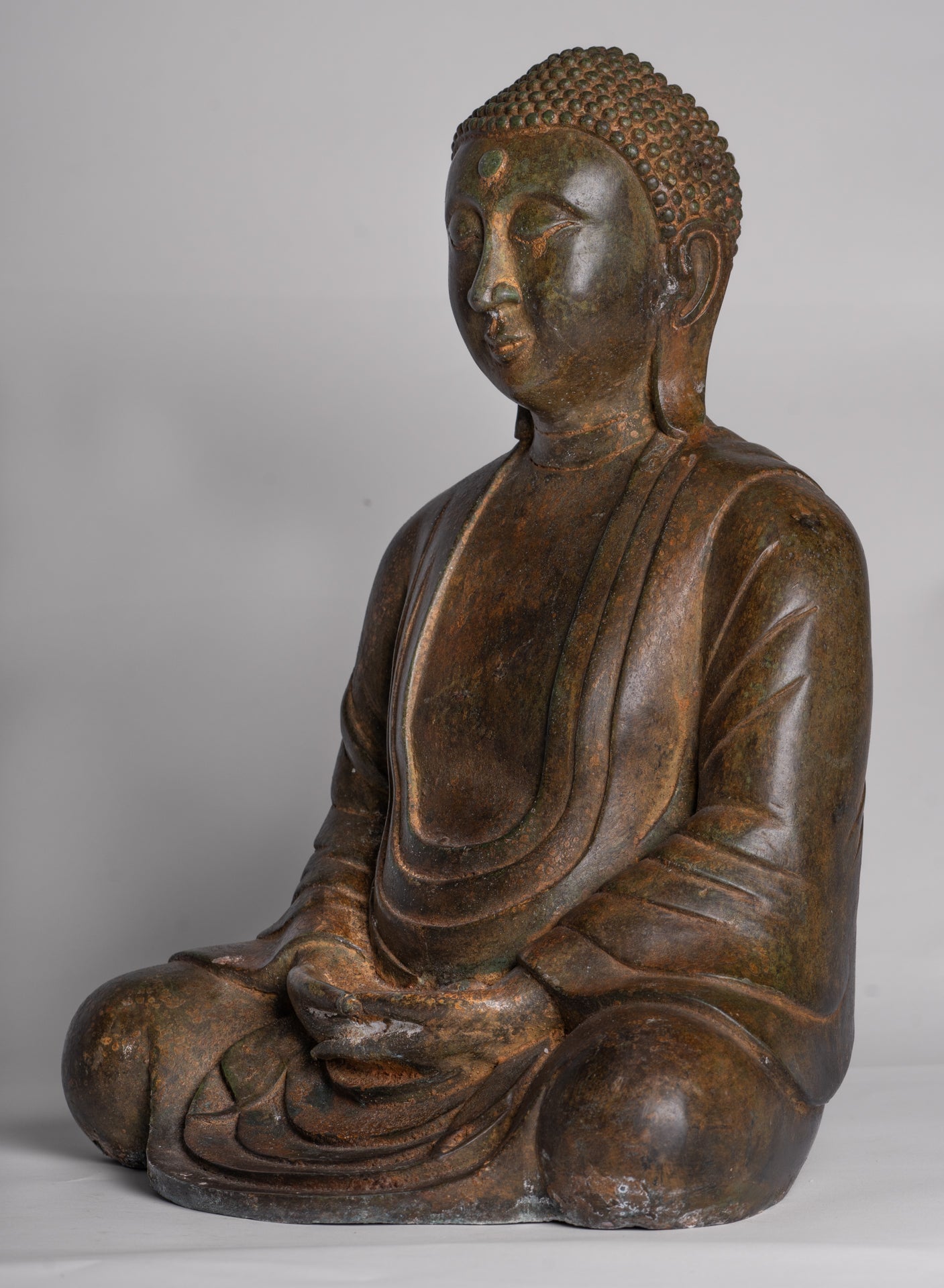 Japanese Buddha - Antique Japanese Style Bronze Seated Meditation Amitabha Buddha Statue - 36cm/14"
