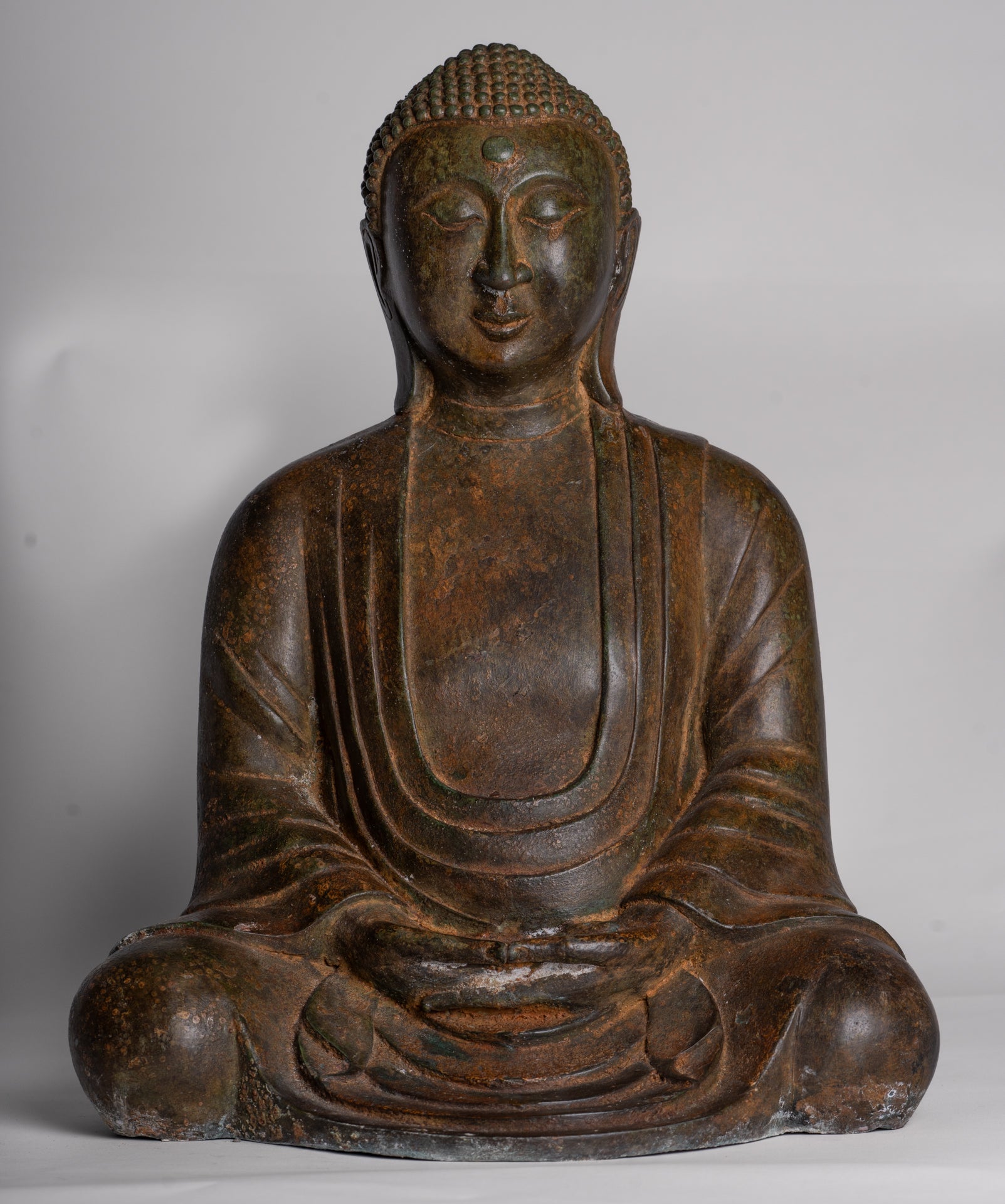 Japanese Buddha - Antique Japanese Style Bronze Seated Meditation Amitabha Buddha Statue - 36cm/14"