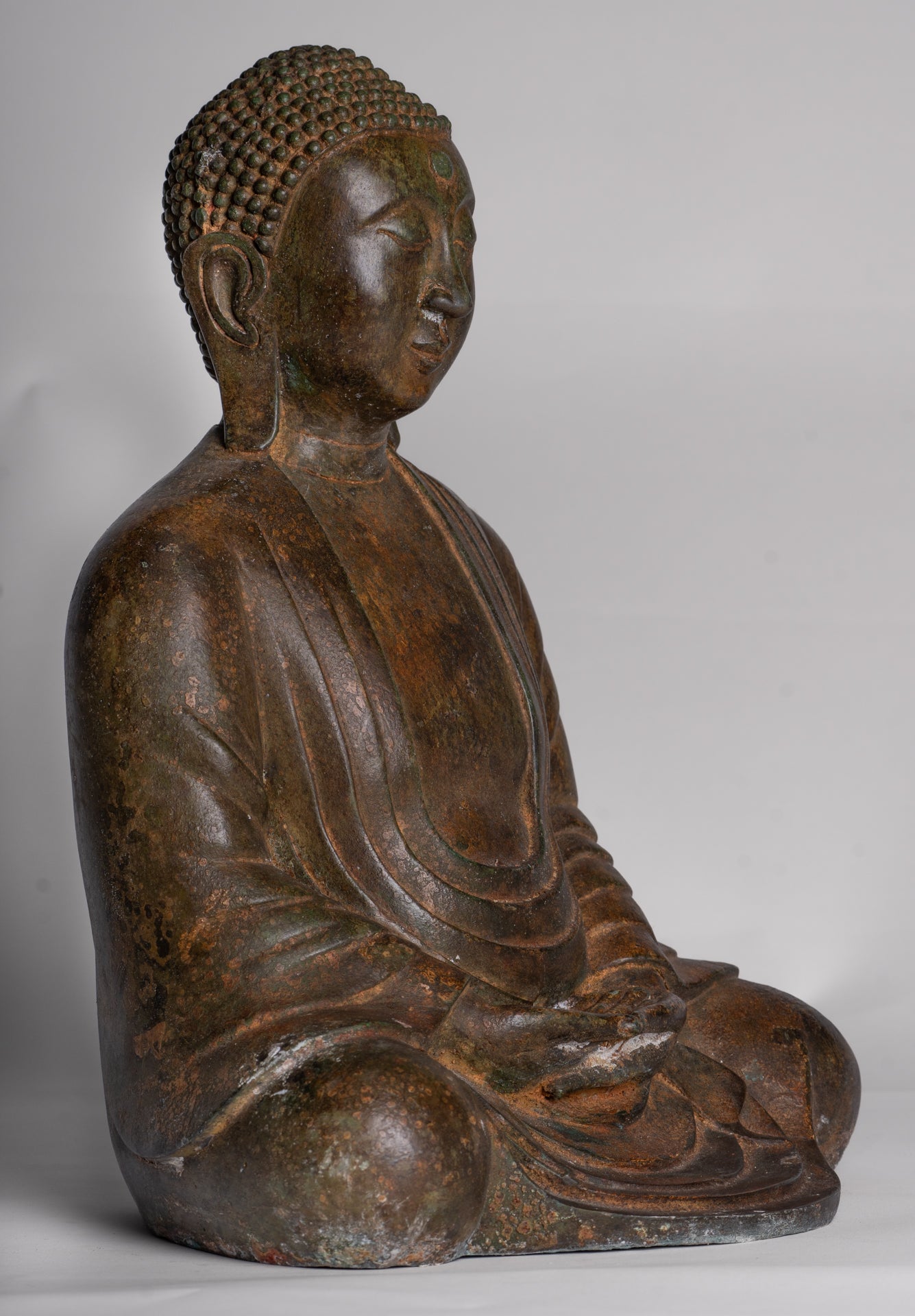 Japanese Buddha - Antique Japanese Style Bronze Seated Meditation Amitabha Buddha Statue - 36cm/14"