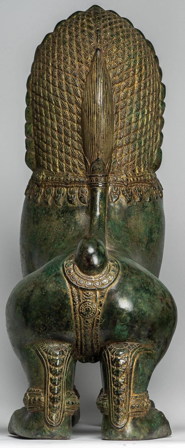 Temple Lions - Antique Khmer Style Bronze Temple Guardians or Lions (Pair) - 72cm/29"