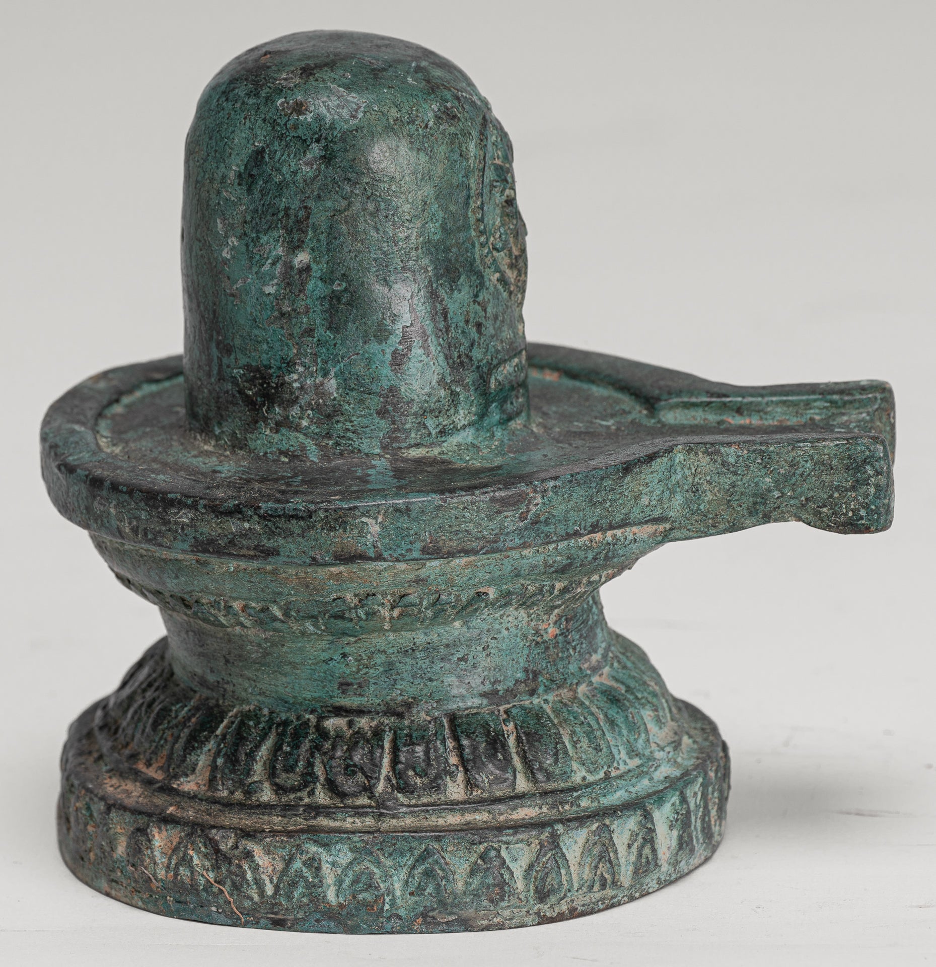 Linga - Antique Indian Style South Asia Bronze Shiva Linga / Lingnum & Yoni - 15cm/6"