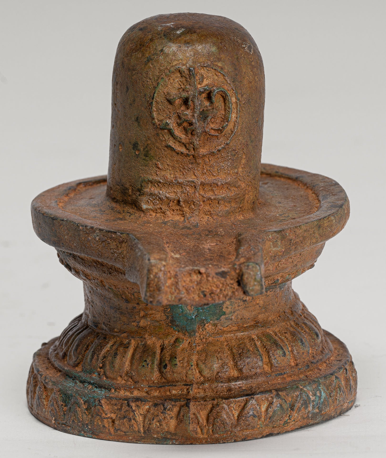 Linga - Antique Indian Style South Asia Bronze Shiva Linga / Lingnum & Yoni - 15cm/6"