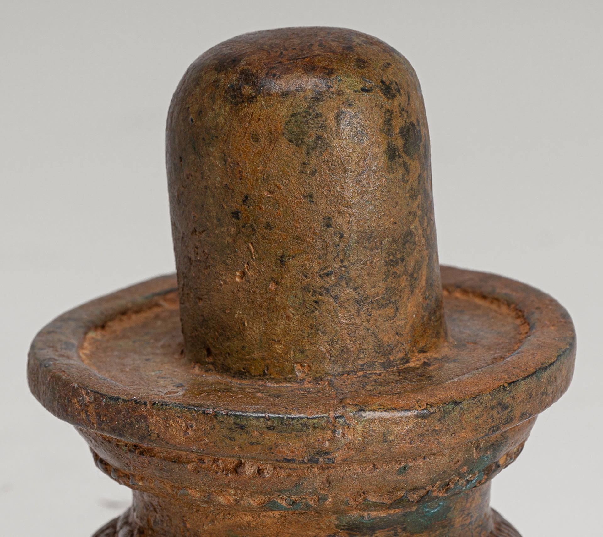 Linga - Antique Indian Style South Asia Bronze Shiva Linga / Lingnum & Yoni - 15cm/6"