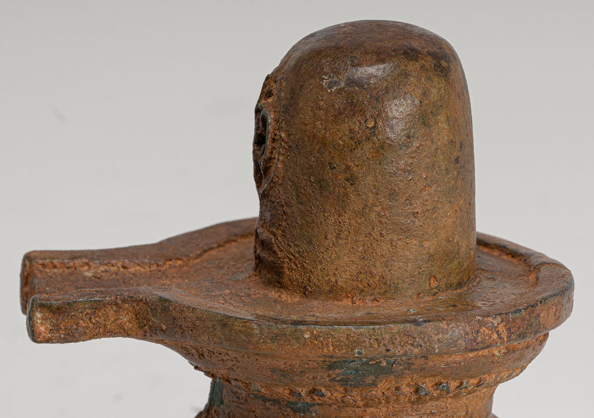 Linga - Antique Indian Style South Asia Bronze Shiva Linga / Lingnum & Yoni - 15cm/6"