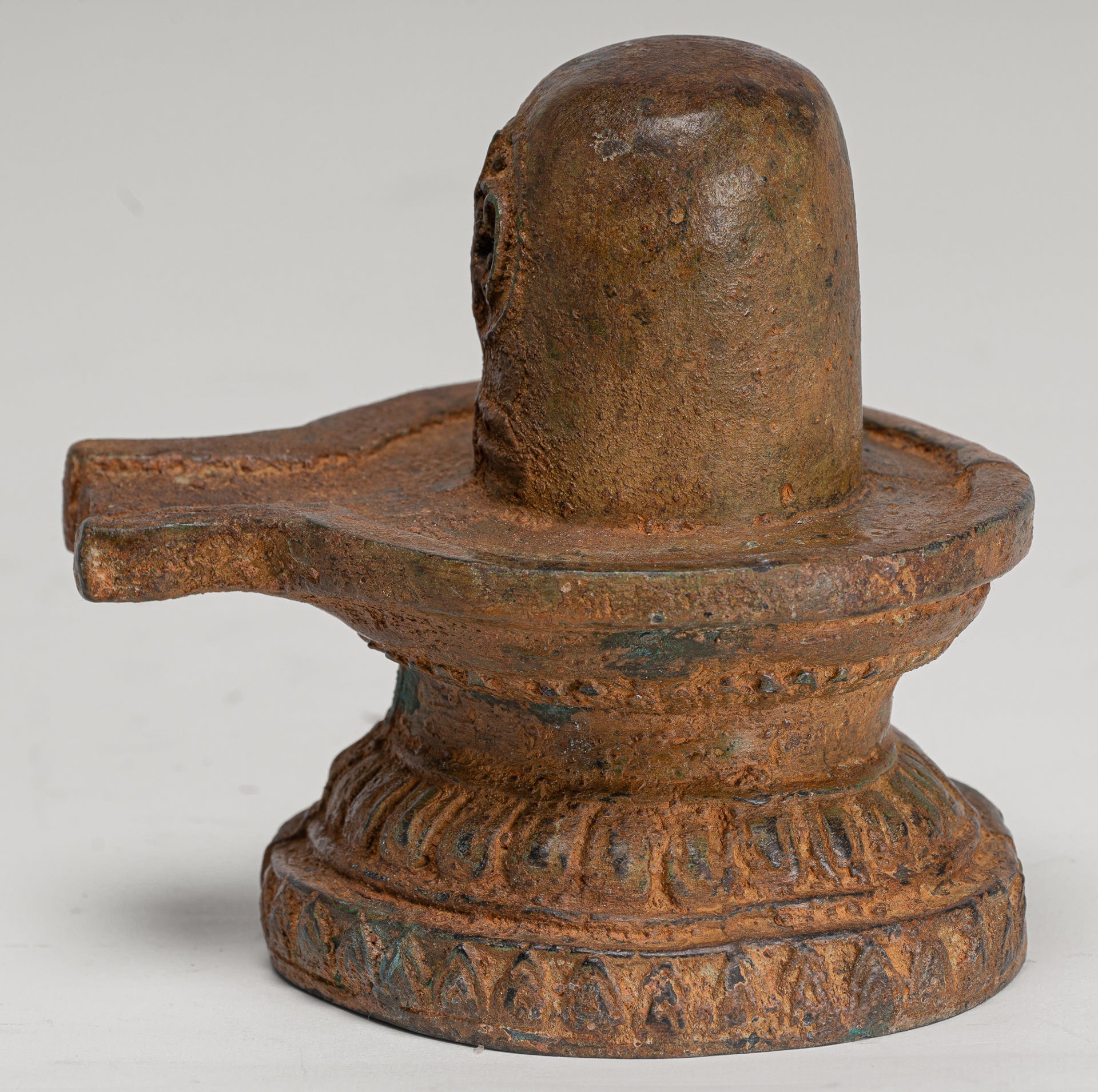 Linga - Antique Indian Style South Asia Bronze Shiva Linga / Lingnum & Yoni - 15cm/6"