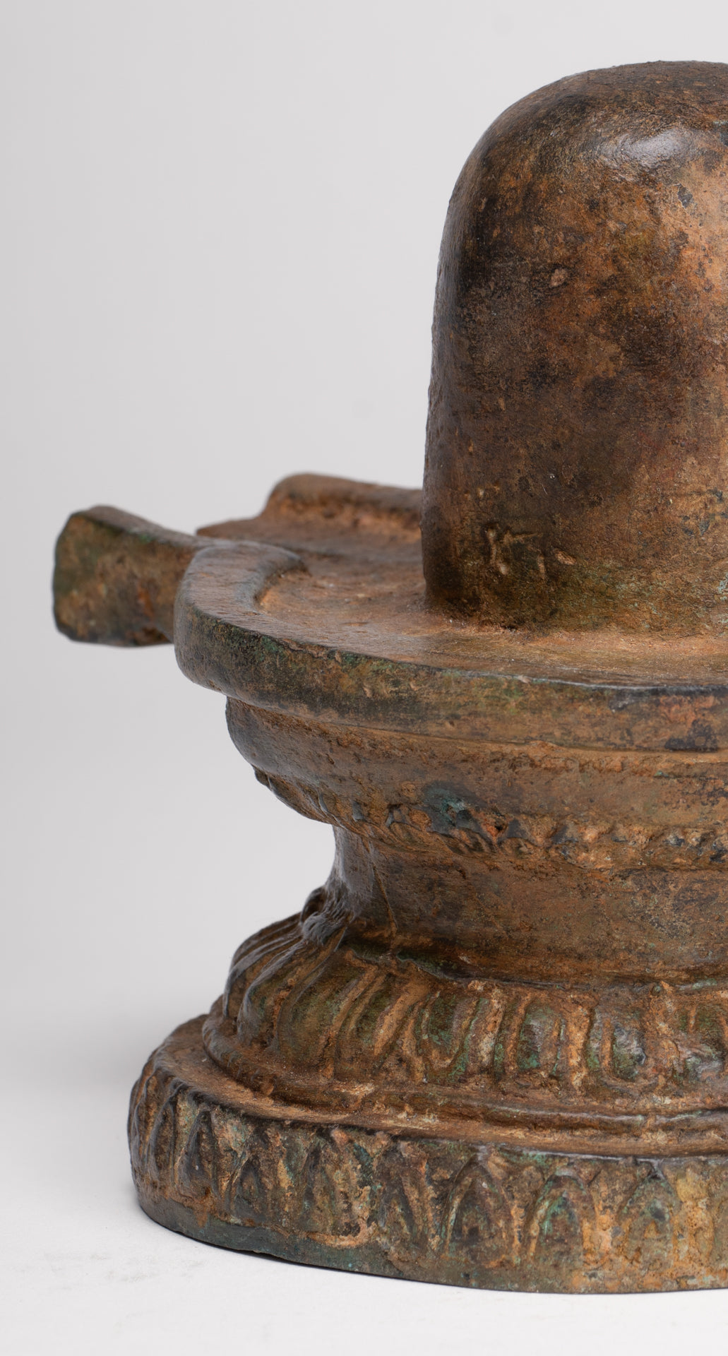 Linga - Antique Indian Style South Asia Bronze Shiva Linga / Lingnum & Yoni - 13cm/5"