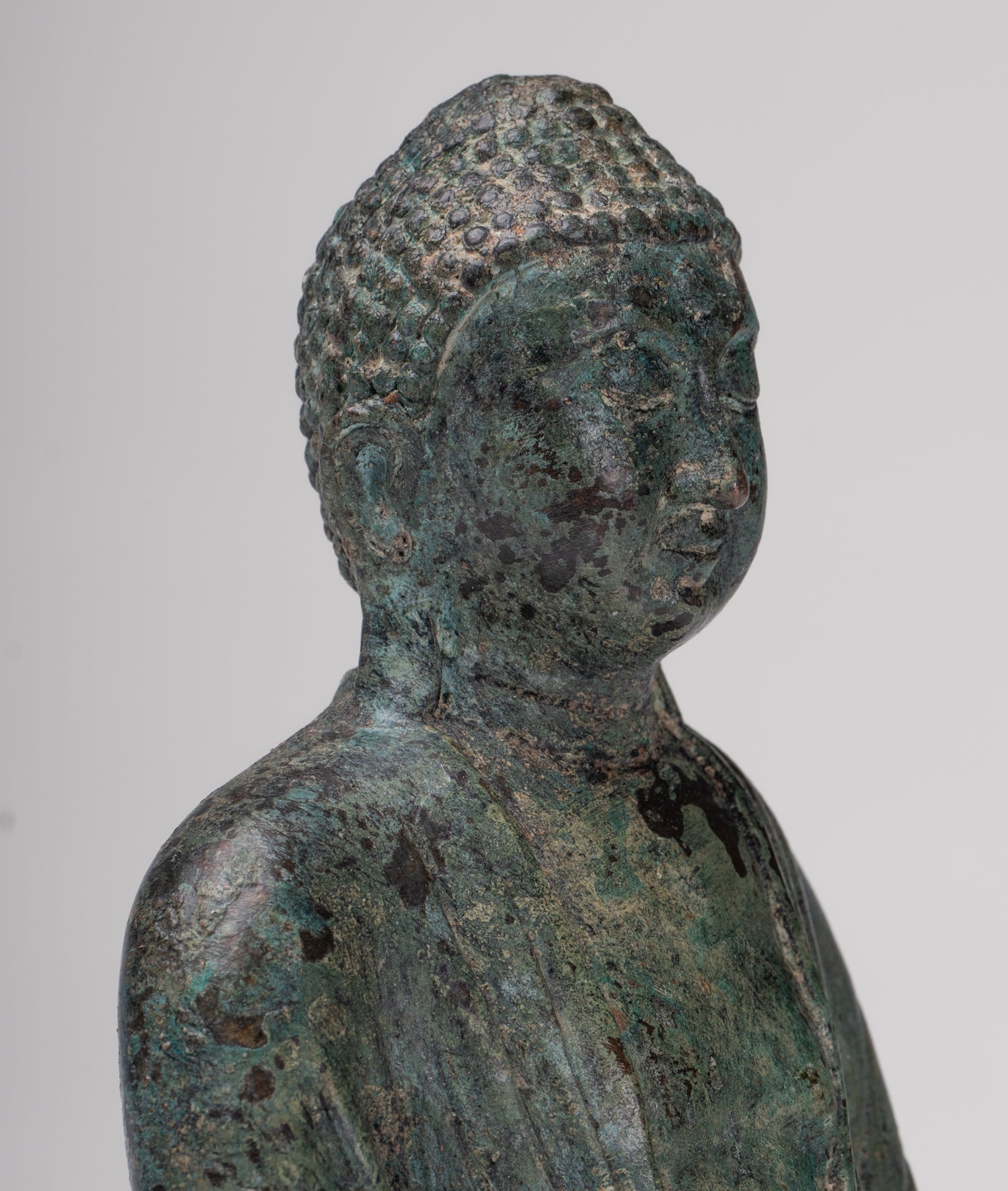 Japanese Buddha - Antique Japanese Style Bronze Seated Meditation Amitabha Buddha Statue - 18cm/7"