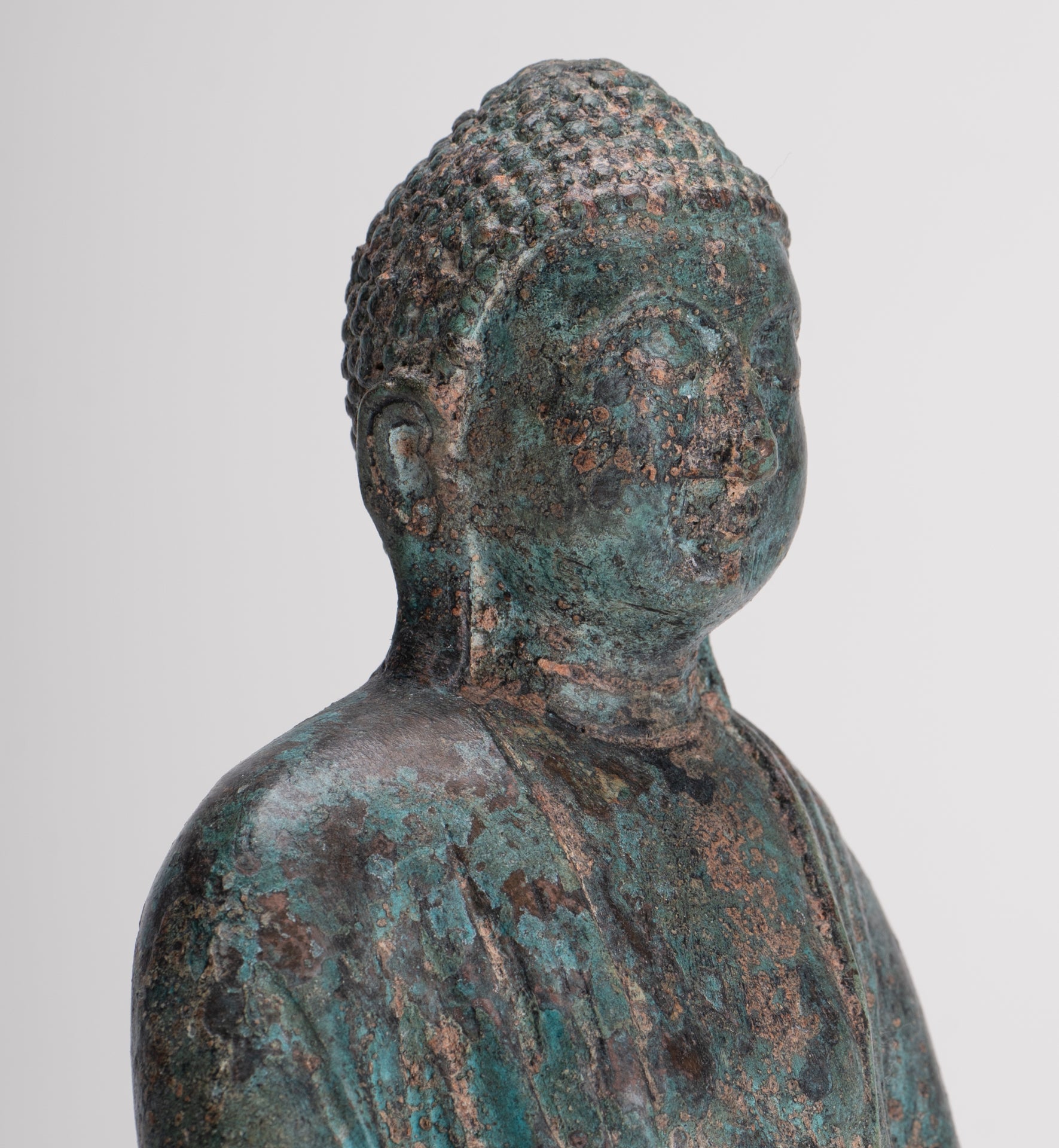 Japanese Buddha - Antique Japanese Style Bronze Seated Meditation Amitabha Buddha Statue - 18cm/7"