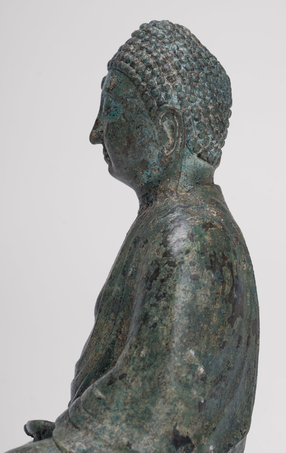 Japanese Buddha - Antique Japanese Style Bronze Seated Meditation Amitabha Buddha Statue - 18cm/7"