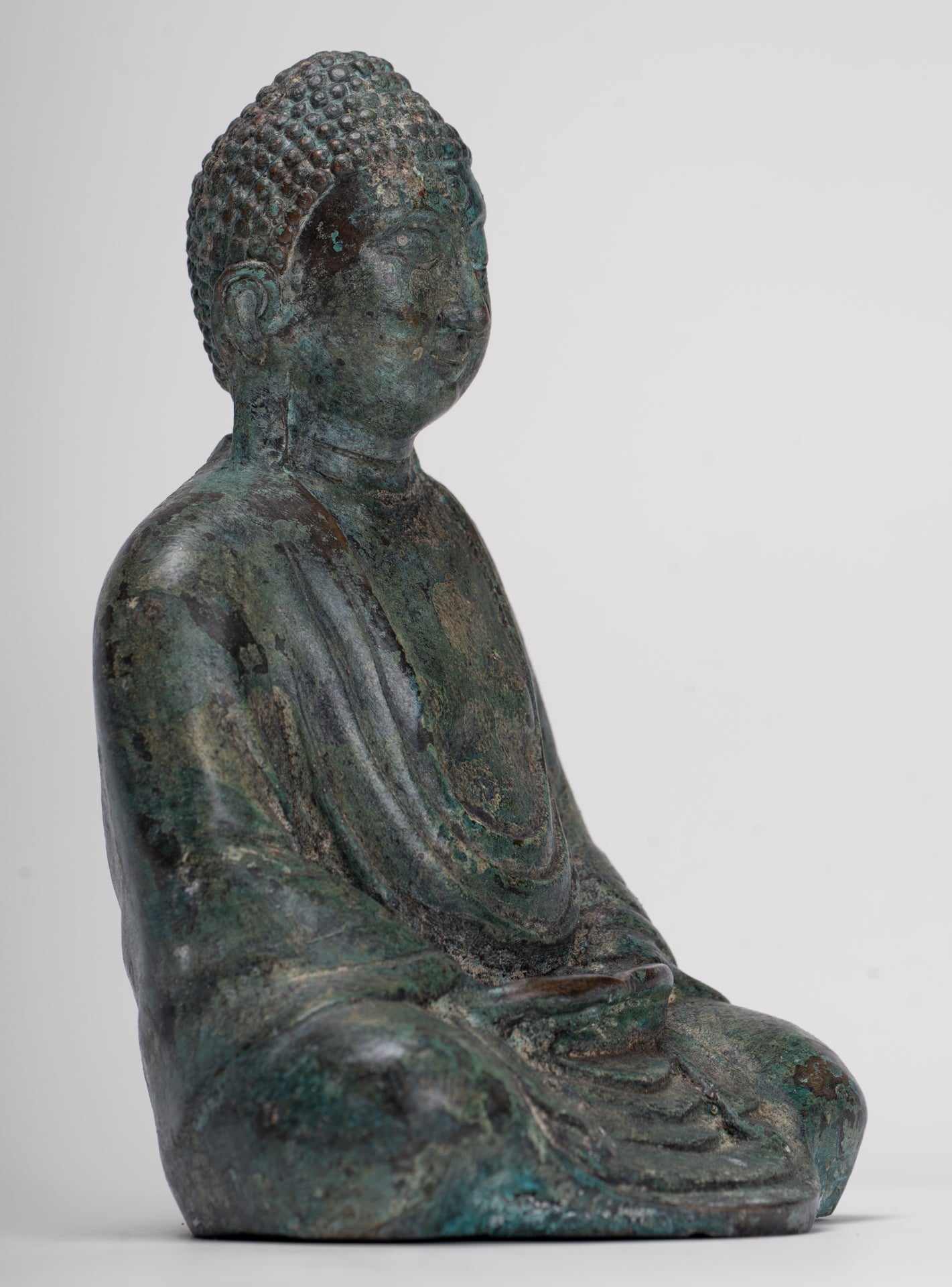 Japanese Buddha - Antique Japanese Style Bronze Seated Meditation Amitabha Buddha Statue - 18cm/7"