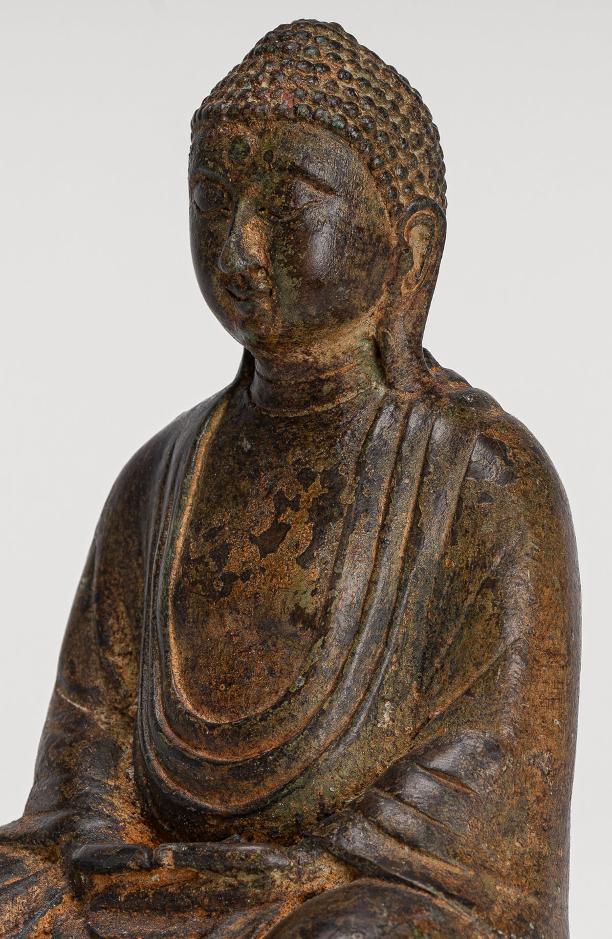 Japanese Buddha - Antique Japanese Style Bronze Seated Meditation Amitabha Buddha Statue - 18cm/7" (Copy)