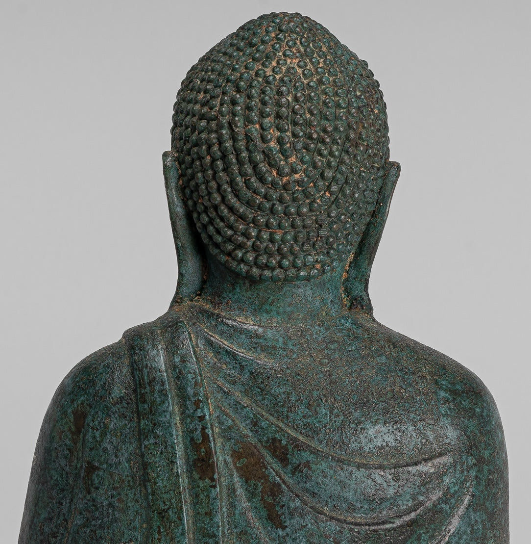 Japanese Buddha - Antique Japanese Style Bronze Seated Meditation Amitabha Buddha Statue - 30cm/12"