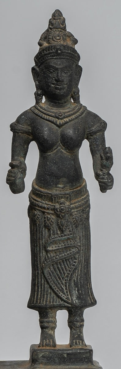 Buddha Statue - Antique Bayon Style Khmer Meditation Buddha. Vishnu and Lakshmi- 36cm/14"