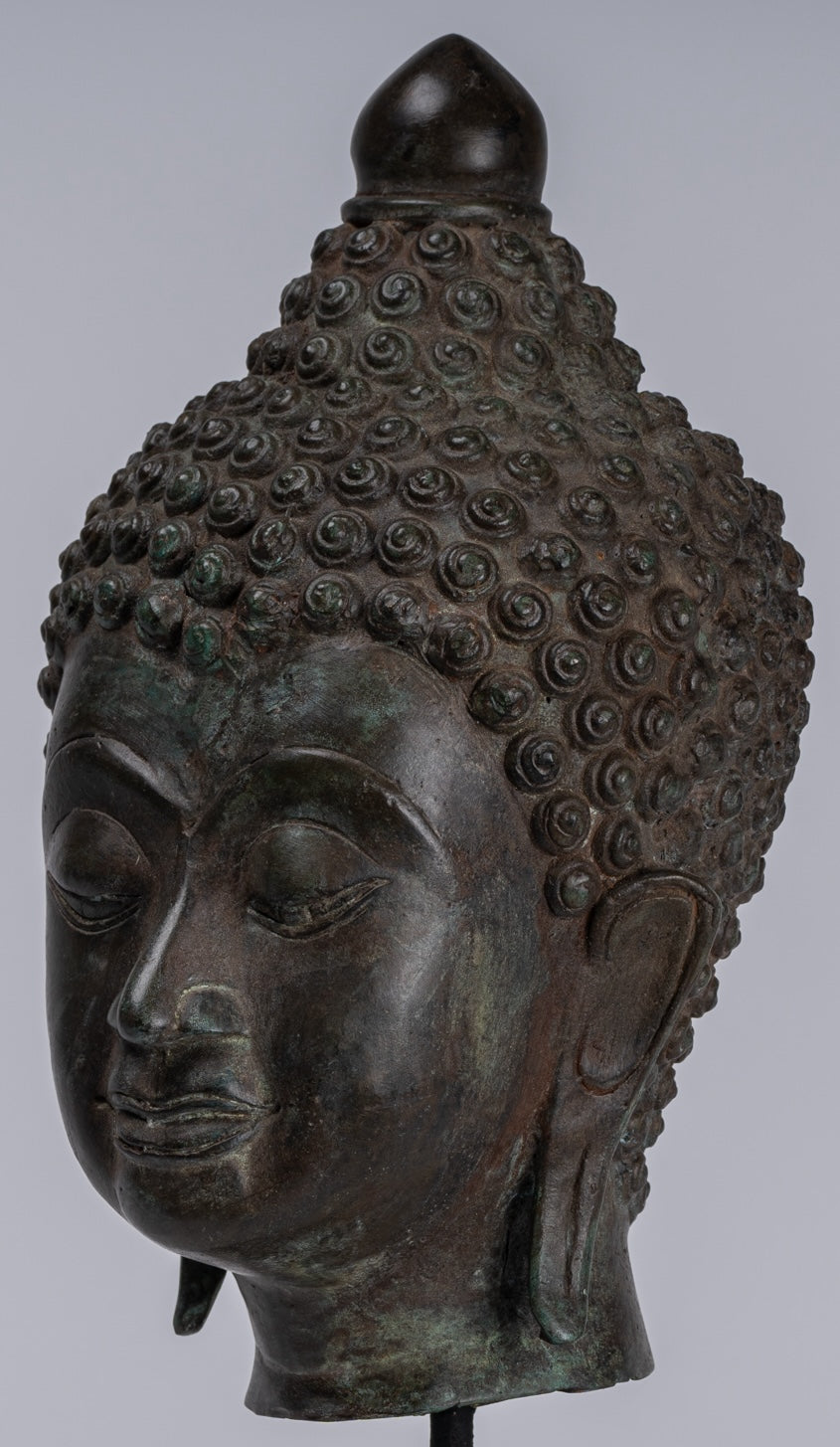 Testa di Buddha - Antique Thai Style THIANG SAEN MONTATO BUDDHA TESTA - 33 cm/13 "