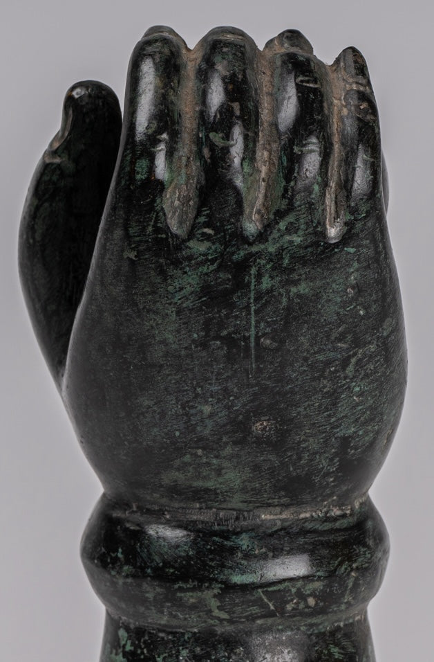 Montado de estilo jemer antiguo del sudeste asiático Vishnu Hand & Pinda o Ball - 22 cm/9 "