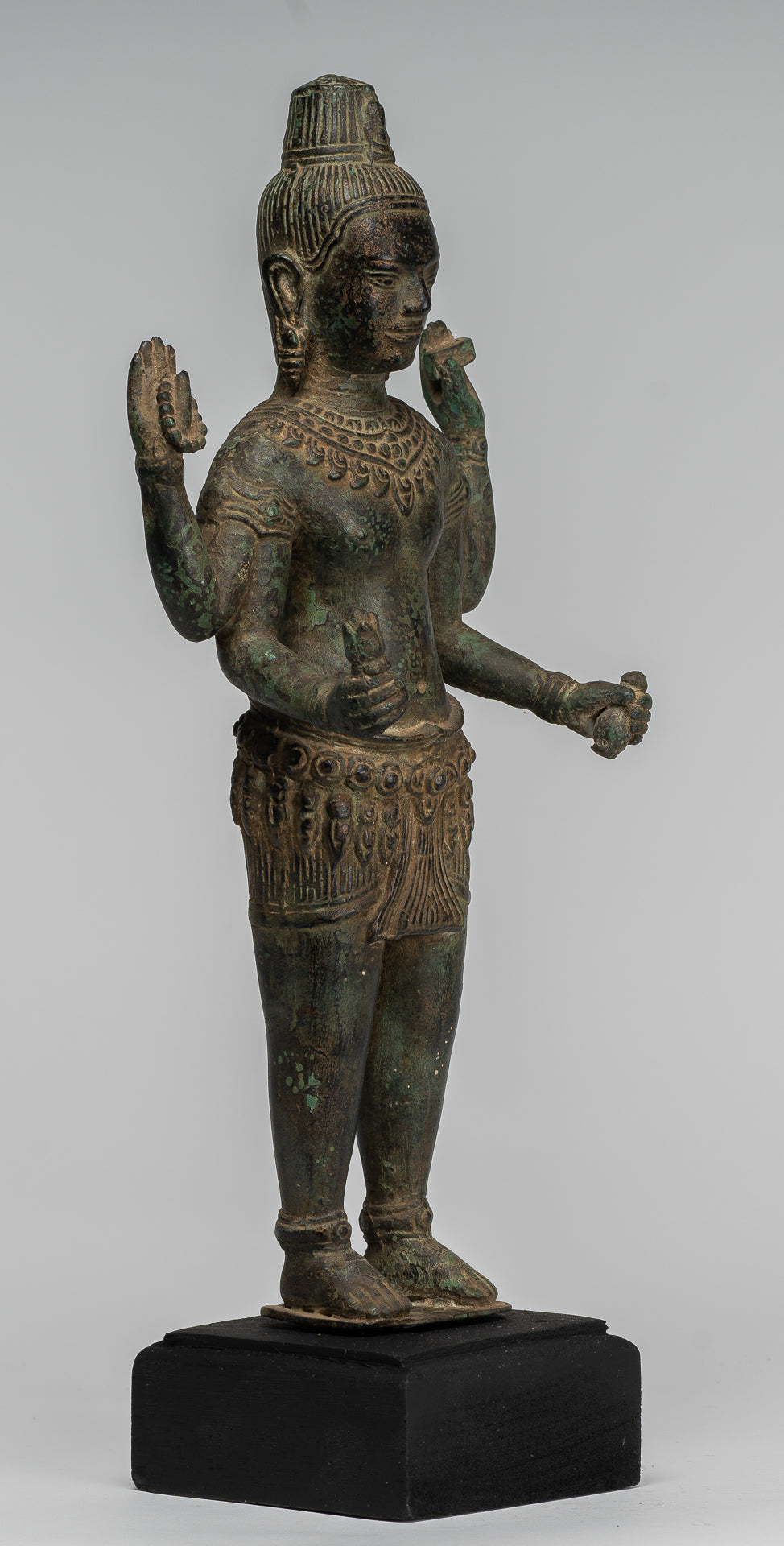 Antique Khmer Style Bronze Bayon Style Standing Lokeshvara Statue - 37cm/15"