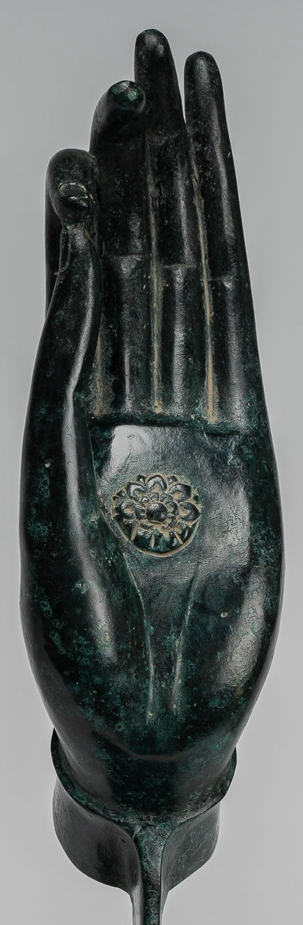 Mano de enseñanza de bronce de bronce del sudeste asiático de estilo antiguo montado - 40 cm/16 "