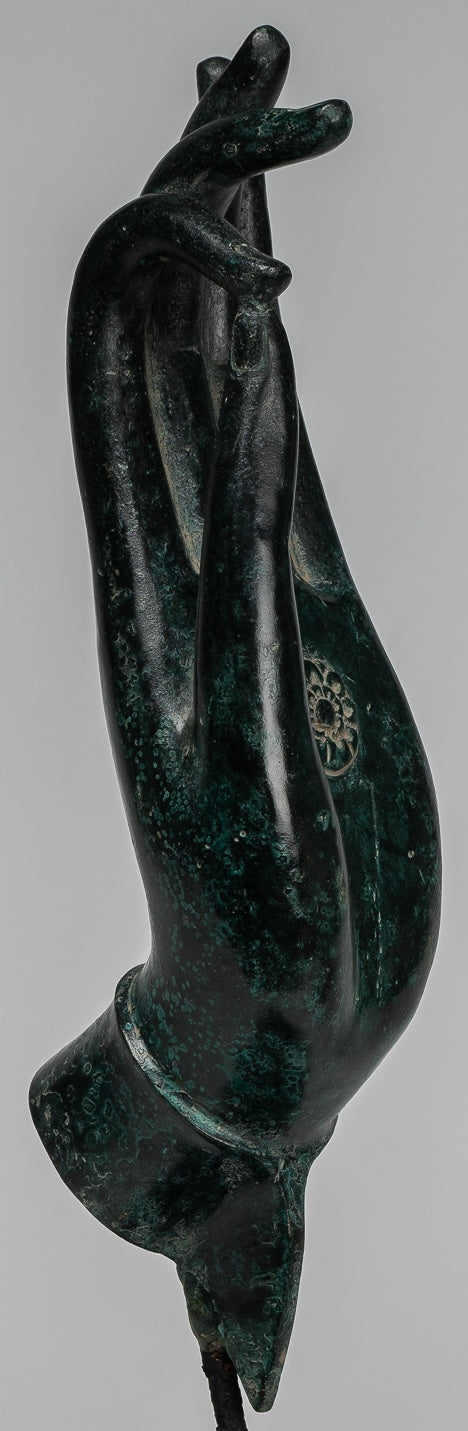 Mano de enseñanza de bronce de bronce del sudeste asiático de estilo antiguo montado - 40 cm/16 "