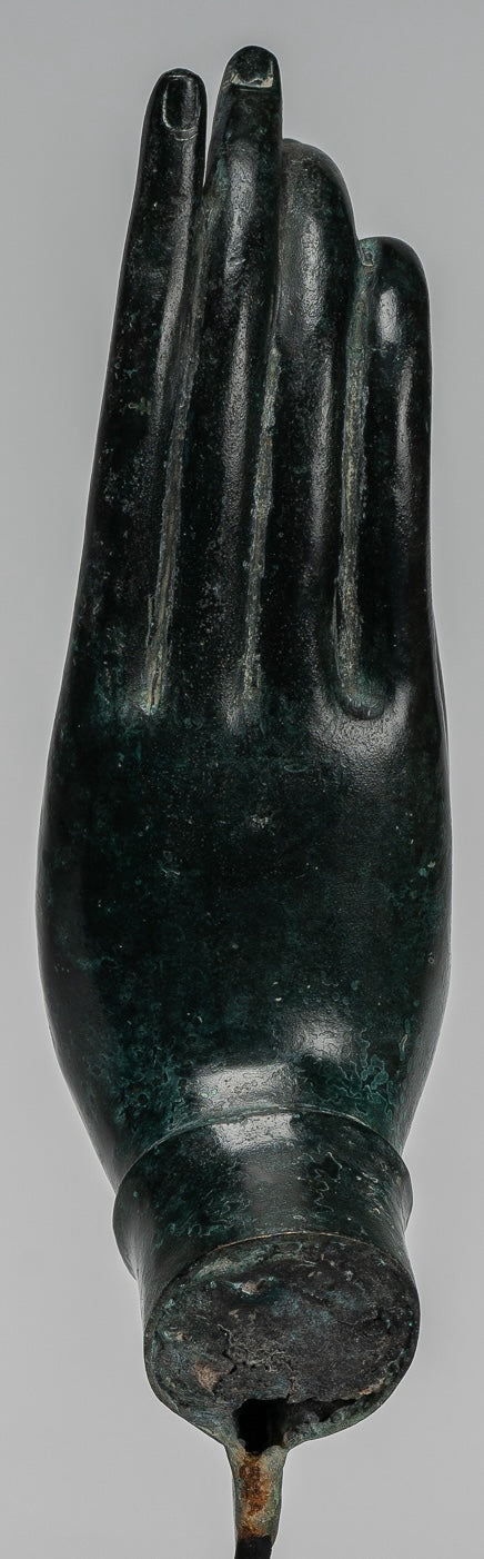 Mano de enseñanza de bronce de bronce del sudeste asiático de estilo antiguo montado - 40 cm/16 "