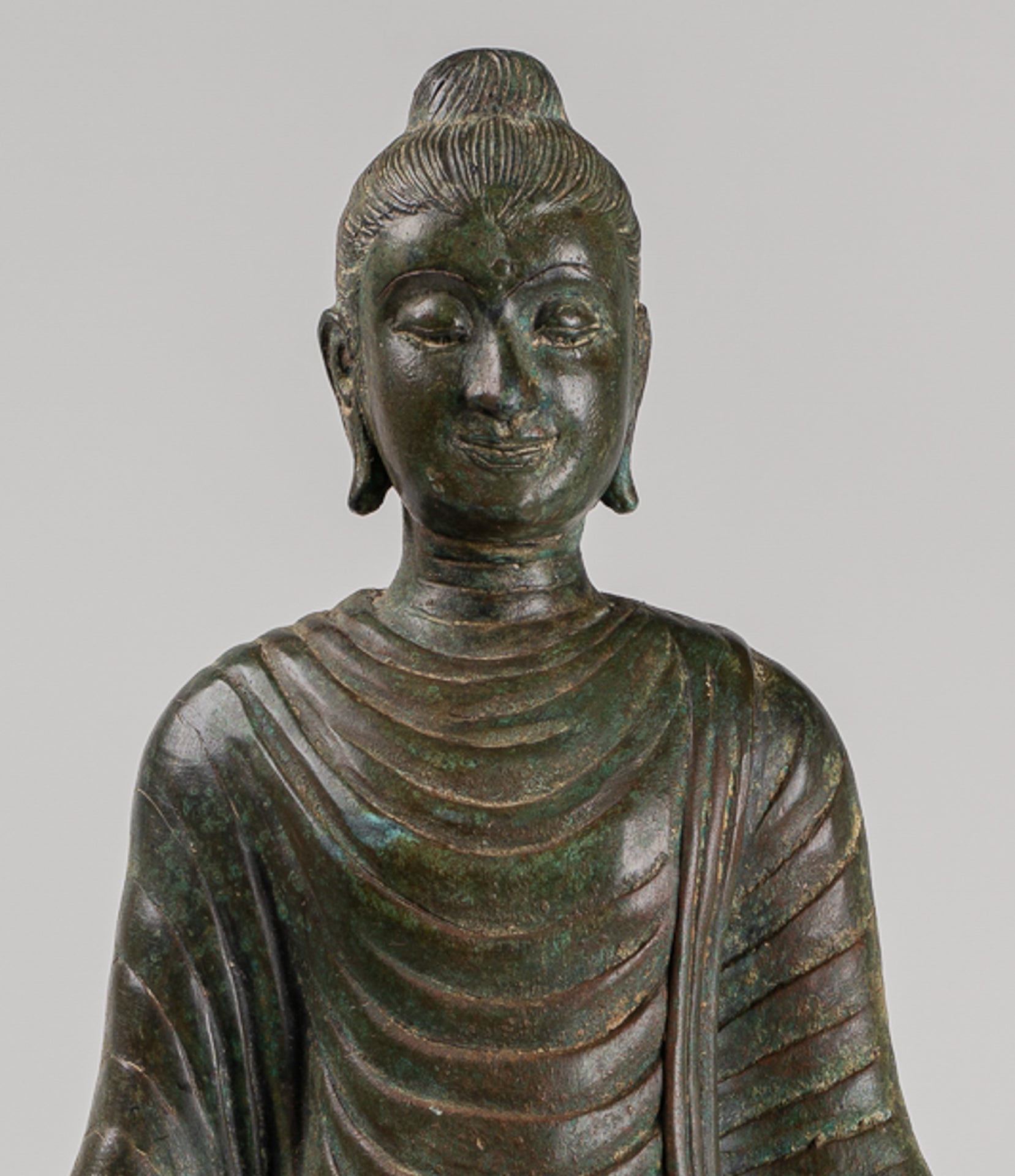 Indian Buddha Statue - Antique Gandhara Style Bronze Standing Buddha Statue - 70cm/28"