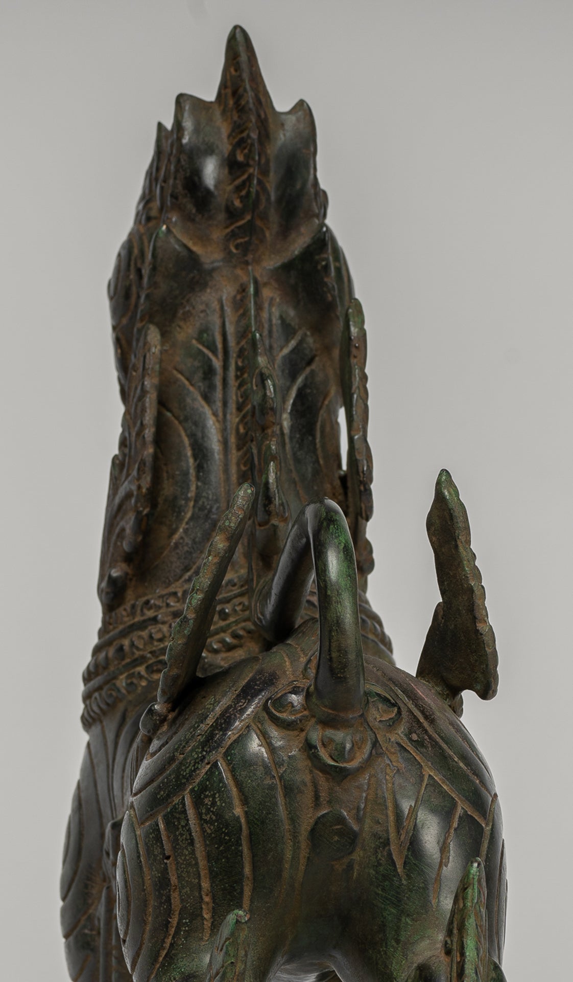 Antique Burmese Style Bronze Standing Chinthe Guardian Temple Lion - 34cm/14"