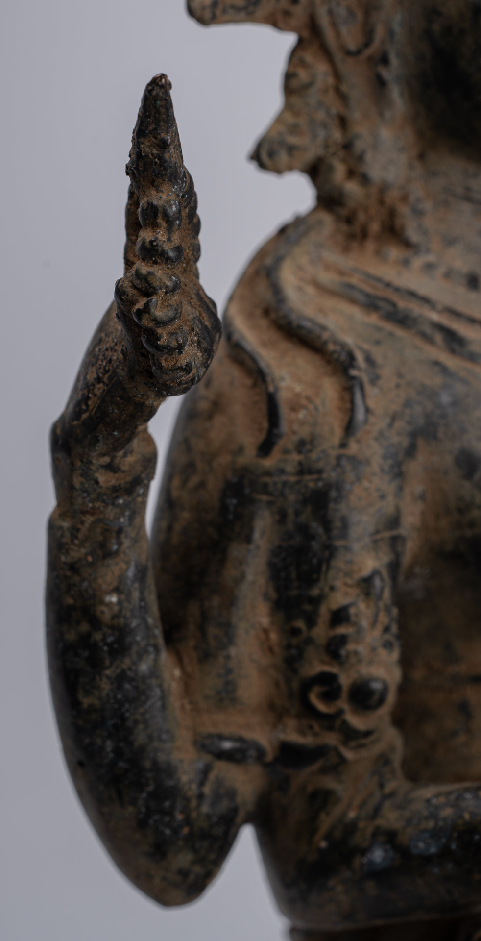 Tara Statue - Antique Java Style Majapahit Seated Bronze Devi Tara Statue - 26cm/10"