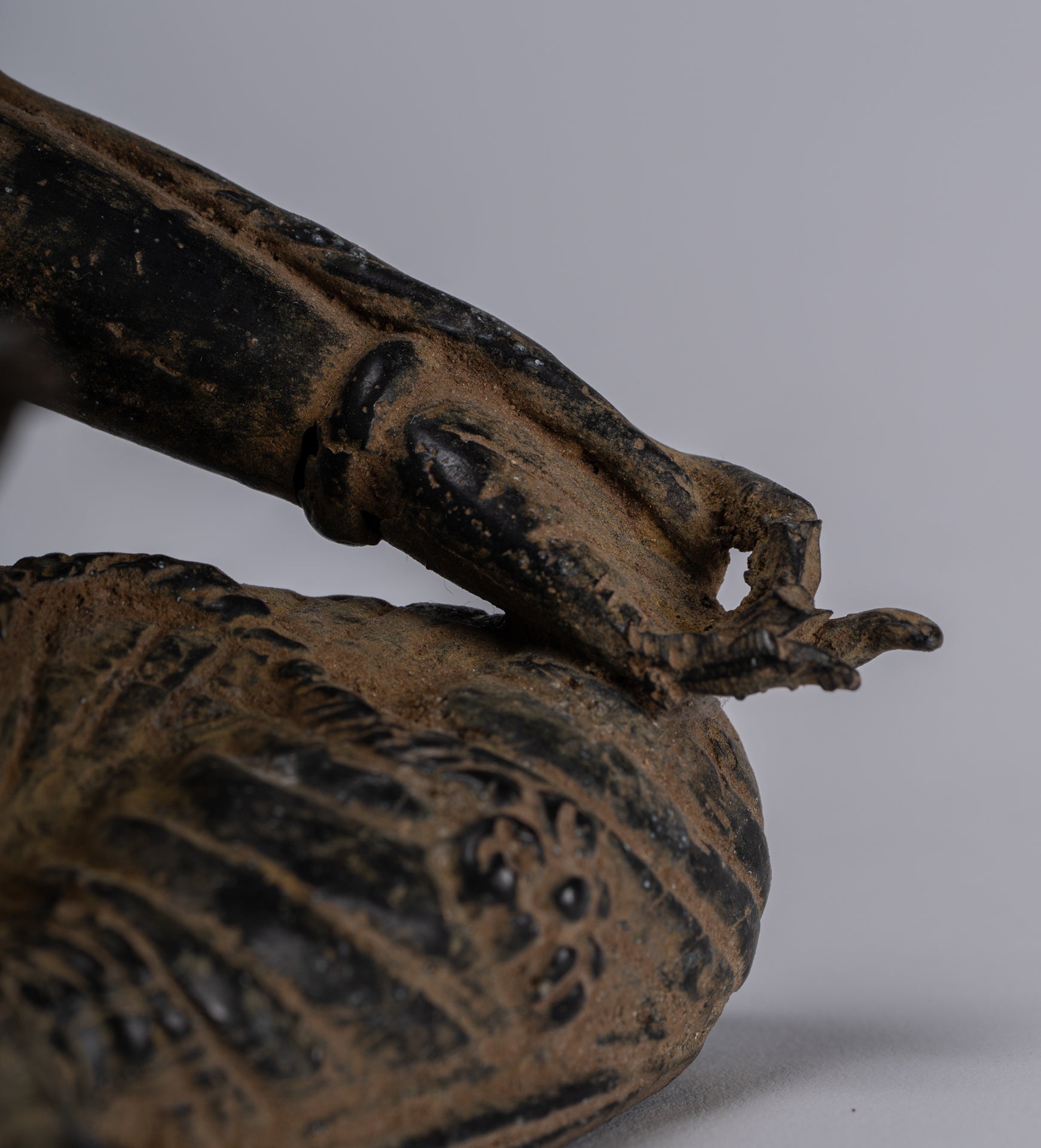 Tara Statue - Antique Java Style Majapahit Seated Bronze Devi Tara Statue - 26cm/10"