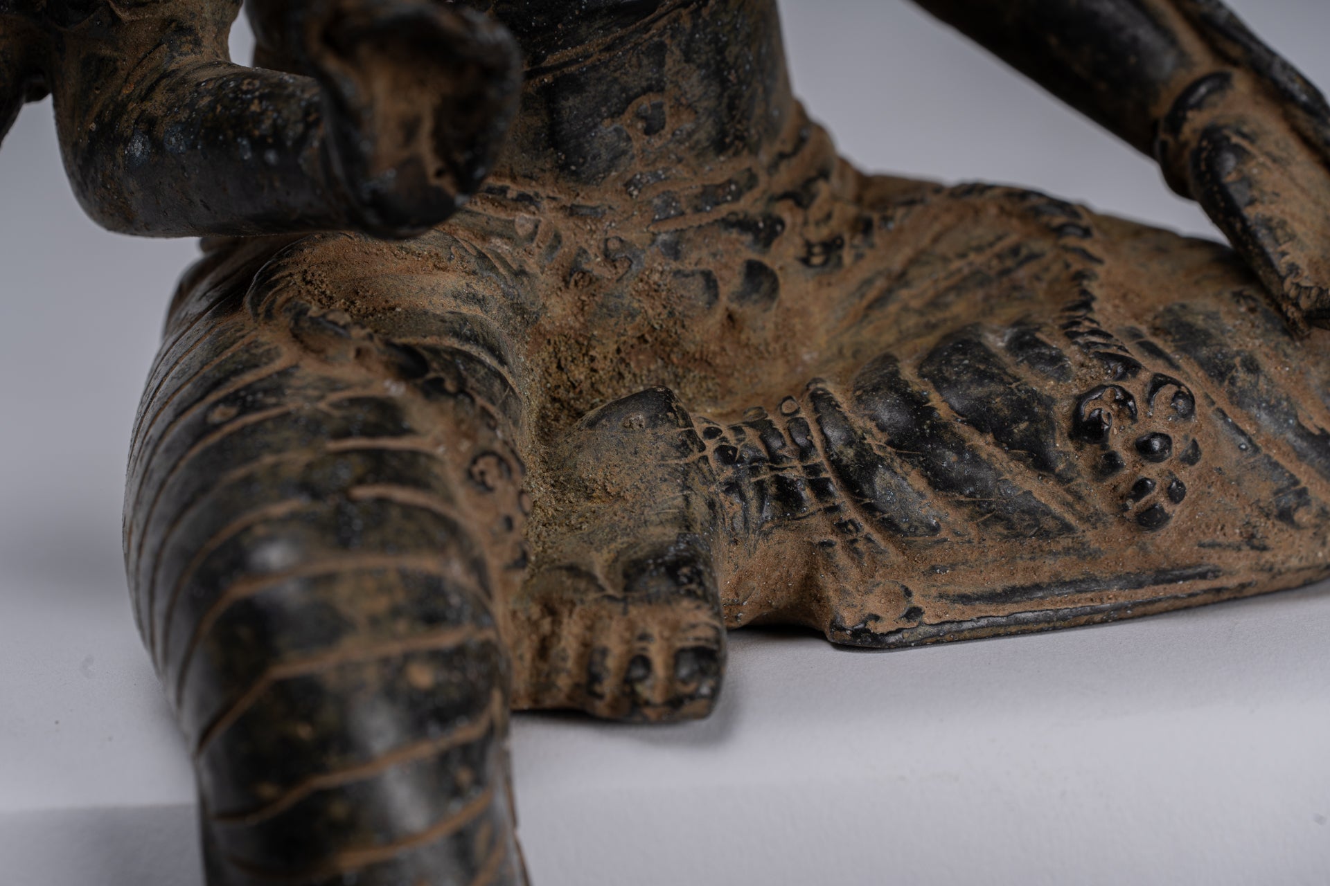 Tara Statue - Antique Java Style Majapahit Seated Bronze Devi Tara Statue - 26cm/10"