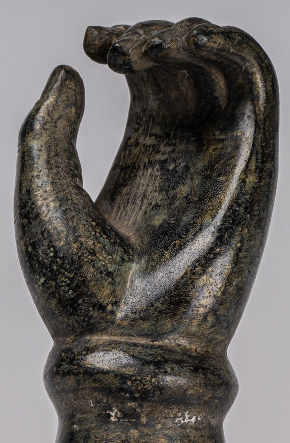 Mano de bronce del sudeste asiático de estilo antiguo montado - 24 cm/10 "