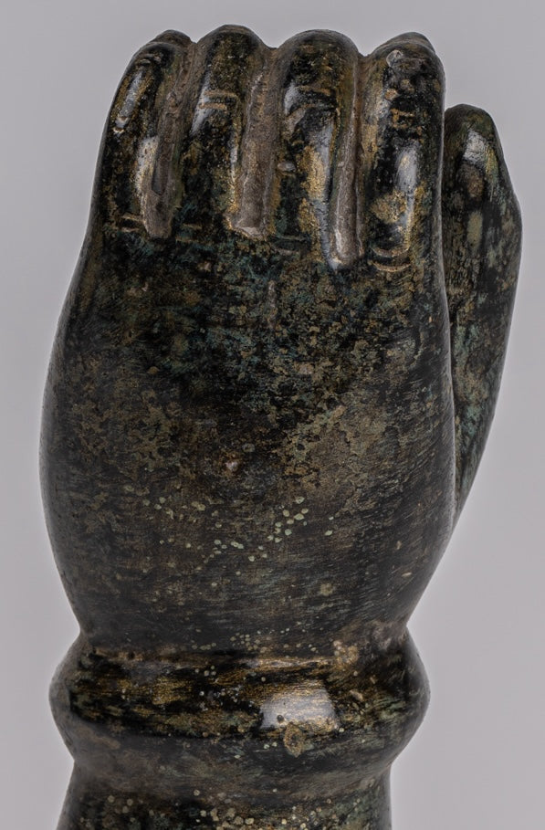 Mano de bronce del sudeste asiático de estilo antiguo montado - 24 cm/10 "