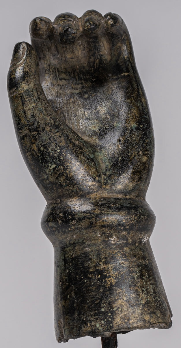 Mano de bronce del sudeste asiático de estilo antiguo montado - 24 cm/10 "