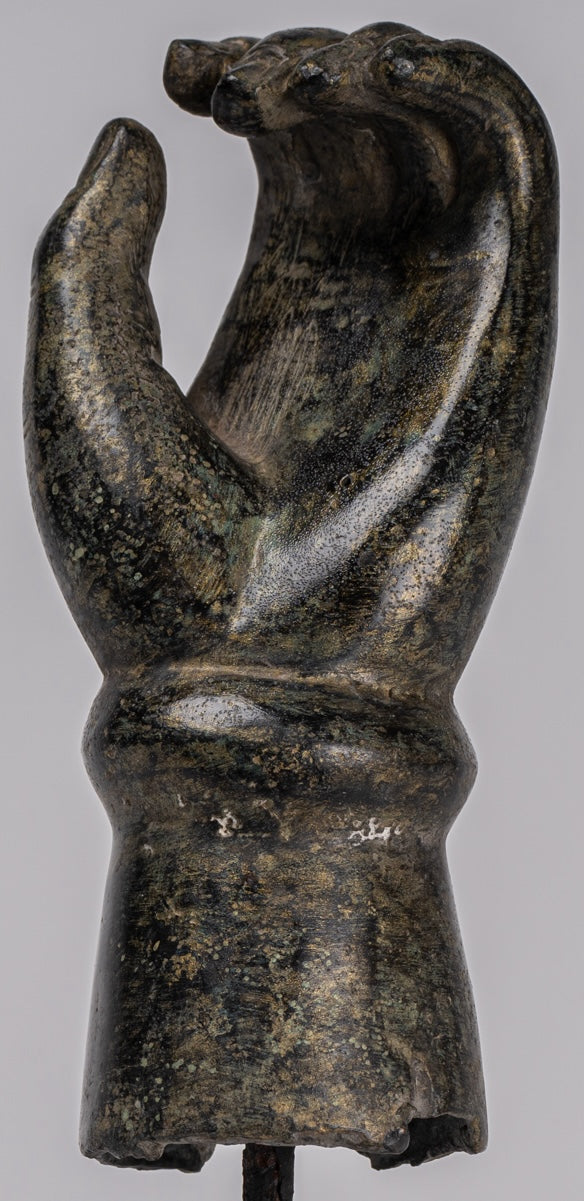 Mano de bronce del sudeste asiático de estilo antiguo montado - 24 cm/10 "
