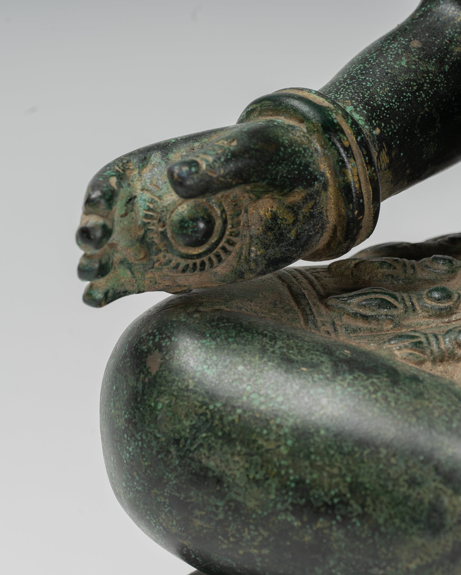 Ganesha Statue - Antique Khmer Style Angkor Wat Bronze Seated Four Arm Ganesh Statue - 40cm/16"