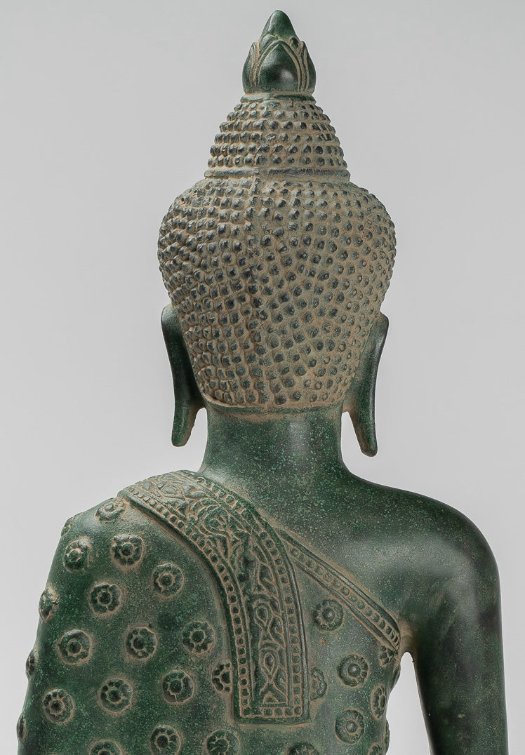 Statua Buddha - Antique Khmer in stile Khmer Bronzo seduto Amitabha Meditazione Buddha Statua - 44 cm/18 "