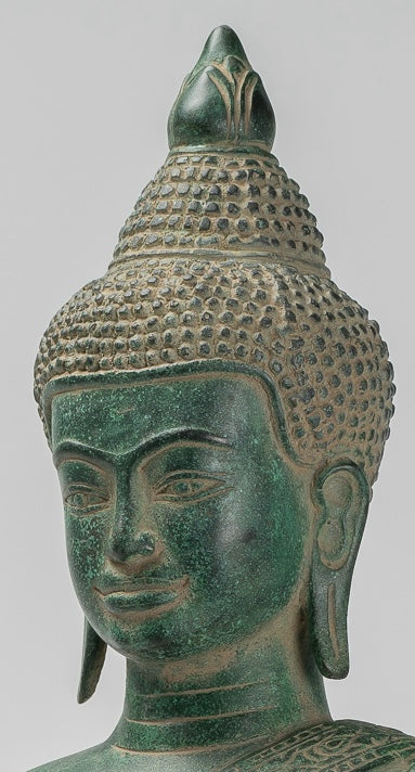 Statua Buddha - Antique Khmer in stile Khmer Bronzo seduto Amitabha Meditazione Buddha Statua - 44 cm/18 "